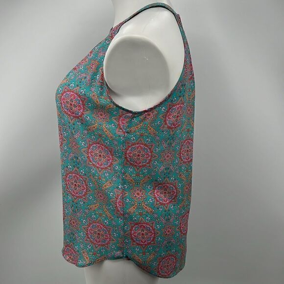 Cynthia Rowley mandala aqua orange tank top large - Picture 4 of 5